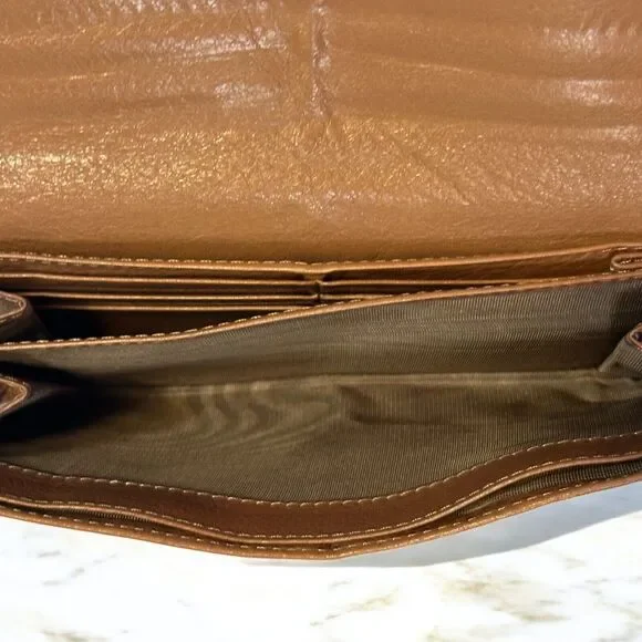 Chloe LILY Long Wallet Bifold Soft Brown Nappa Leather Silver Ribbon Bowtie Snap - Picture 8 of 16